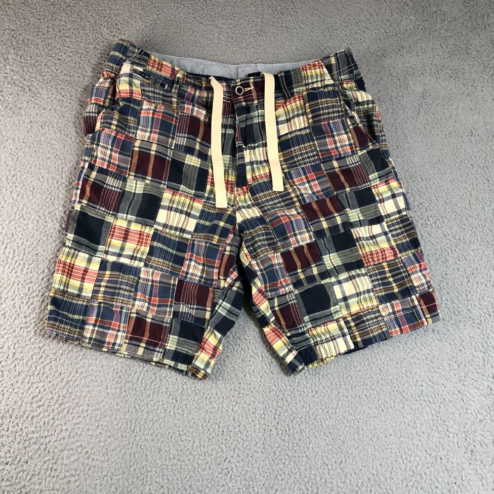 J. Crew Shorts Mens‎ 35 Plaid Chino Drawstring Flat Front Preppy Outdoor Casual